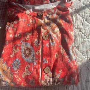 Cute NEW Sweater/Top - Large Floral Orange Button-Up top.